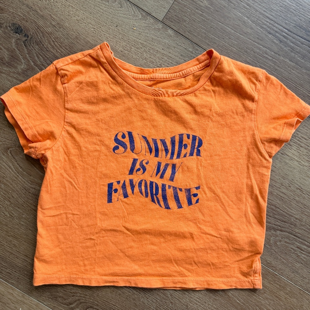 Aerie Cropped Graphic Tee Size S Orange Summer Shirt Trendy 🤍